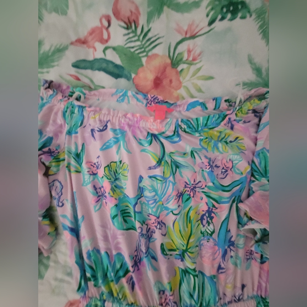 Lilly Pulitzer Calla Short Romper Style Pink Mermaid Under Sea - Picture 4 of 6